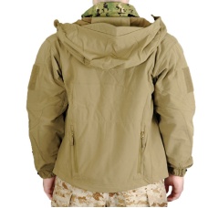 Lancer Tactical Airsoft Soft Shell Jacket w/ Hood - TAN
