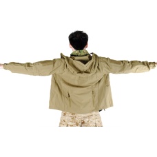 Lancer Tactical Airsoft Soft Shell Jacket w/ Hood - TAN