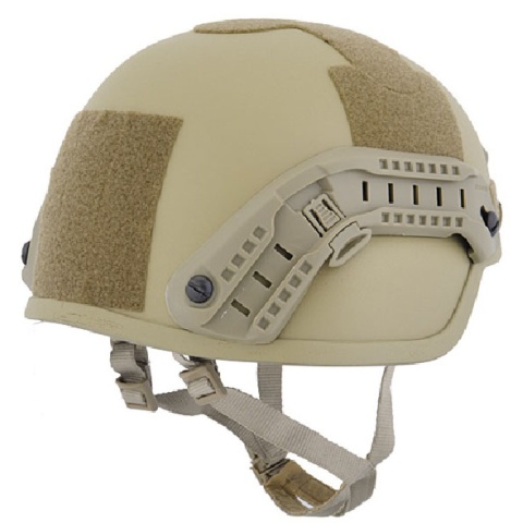 Lancer Tactical ACH MICH 2000 Airsoft Helmet with Side Rail - TAN