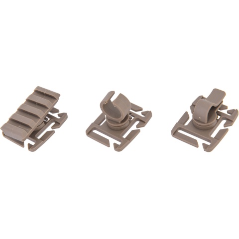 UK Arms MOLLE System Accessory Clips Kit - DARK EARTH