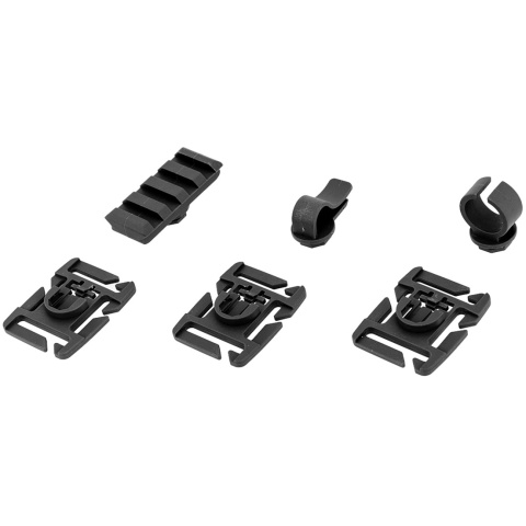 UK Arms MOLLE System Accessory Component Clips Kit - BLACK