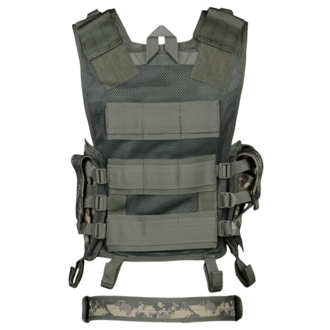 AMA Airsoft Cross-Draw Military Vest w/ Tactical Belt - ACU