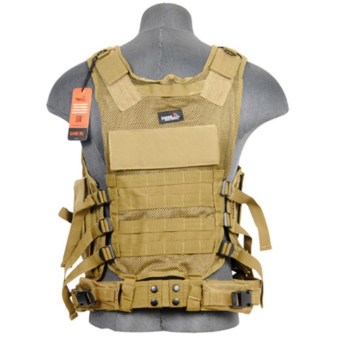 Lancer Tactical Polyester Crossdraw Vest w/ Pistol Holster - KHAKI