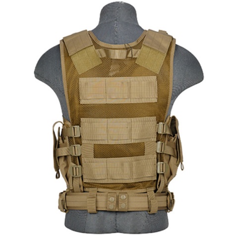 Lancer Tactical Polyester Crossdraw Vest w/ Pistol Holster - KHAKI
