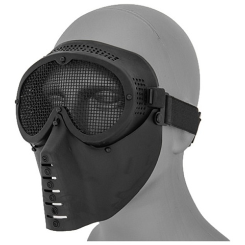 UK Arms Face Mask w/ Metal Mesh Eye Protection - BLACK
