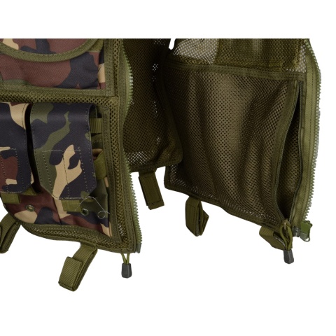 AMA Airsoft Cross-Draw Military Vest w/ Tactical Belt - WOODLAND
