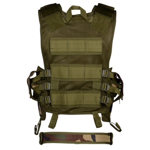 AMA Airsoft Cross-Draw Military Vest w/ Tactical Belt - WOODLAND