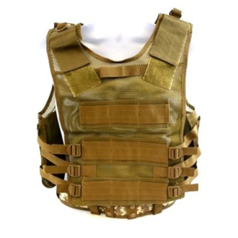 AMA Airsoft Cross-Draw Military Vest w/ Tactical Belt - DIGITAL DESERT