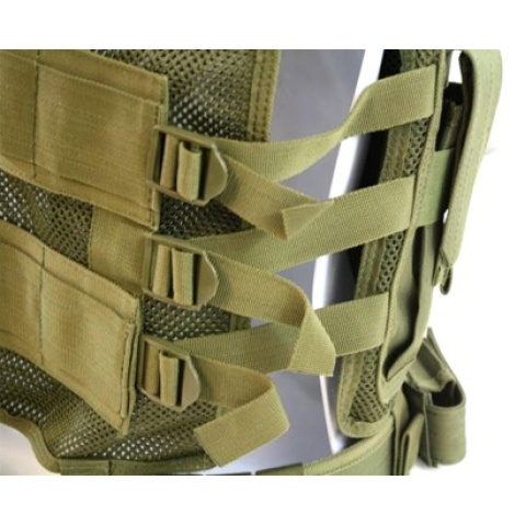 AMA Airsoft Cross-Draw Military Vest w/ Tactical Belt - OD GREEN