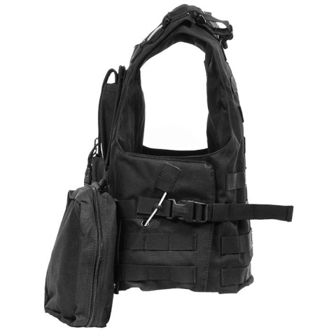 AMA Airsoft MOLLE Plate Carrier w/ 6 Pouches - BLACK