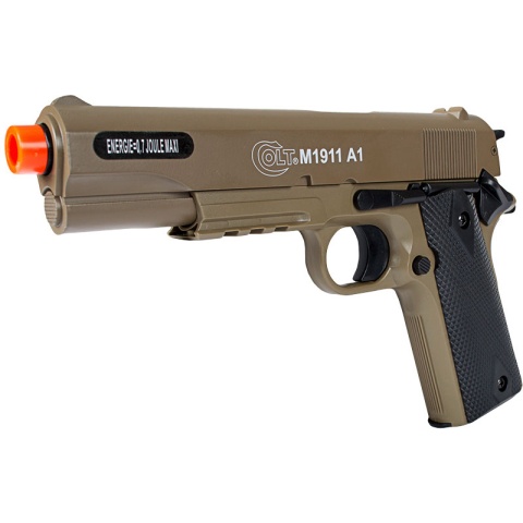 Colt Airsoft M1911 A1 Spring Powered Pistol Accessory Rail - TAN