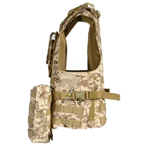 AMA Airsoft MOLLE Plate Carrier w/ 6 Pouches - DESERT