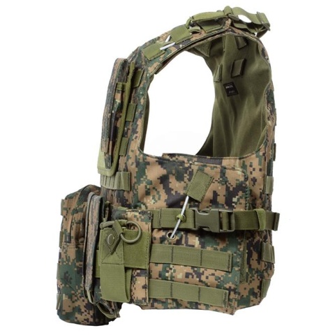 AMA Airsoft MOLLE Plate Carrier w/ 6 Pouches - DW