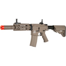 Lancer Tactical M4 SD AEG RIS Airsoft Rifle w/ Mock Suppressor - TAN