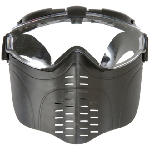 UK Arms Airsoft Tactical Goggle w/ Vented Face Guard and Fan - BLACK