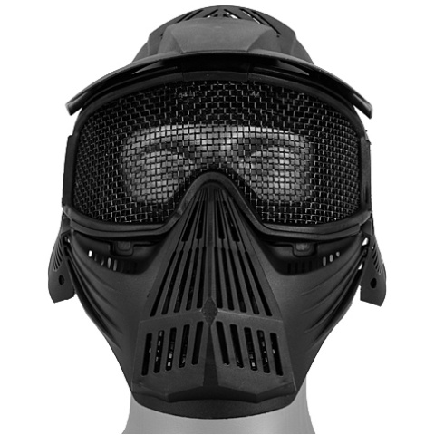 UK Arms Airsoft Tactical Face Mask w/ Visor and Eye Protection - BLK