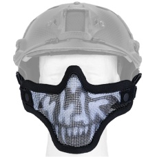 UK Arms Airsoft Tactical Metal Mesh Half Mask Helm Vers - SKULL/BLACK