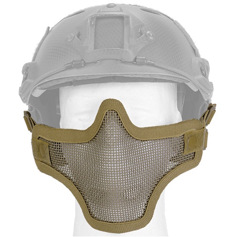 UK Arms Airsoft Tactical Metal Mesh Half Mask Helm Vers - TAN