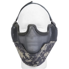 UK Arms Airsoft Metal Mesh Lower Half Face Mask w/ Ear Pro - ACU