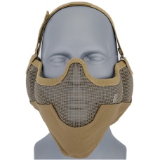 UK Arms Airsoft Metal Mesh Lower Half Face Mask w/ Ear Pro - DESERT
