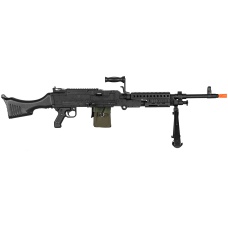 Lancer Tactical Full Metal M240 Airsoft AEG Squad Automatic Machine Gun with Box Magazine (Color: Black)