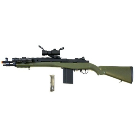 AGM M14 SOCOM RIS Airsoft Sniper Rifle w/ Flashlight and Scope - OD
