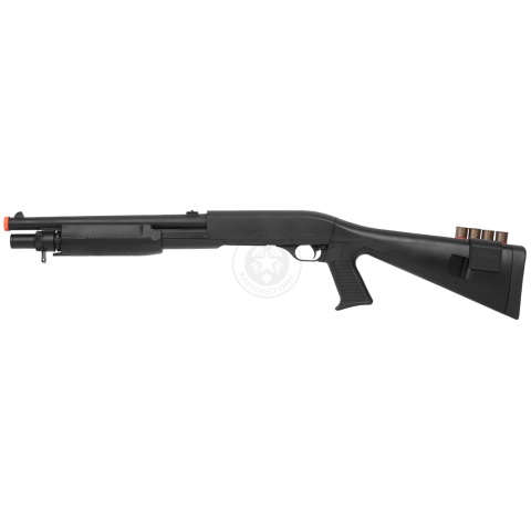 AGM Airsoft M500 Single Shot Pump Action Full Stock Shell-Fed Shotgun