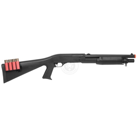 AGM Airsoft M500 Single Shot Pump Action Full Stock Shell-Fed Shotgun