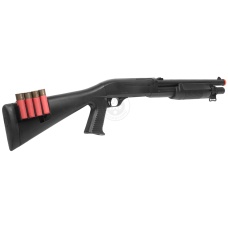 AGM Airsoft M500 Single Shot Pump Action Full Stock Shell-Fed Shotgun