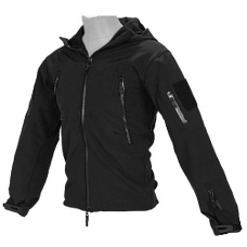 Lancer Tactical Airsoft Soft Shell Jacket w/ Hood - BLACK - SMALL