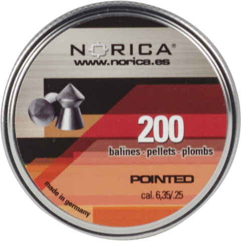 Valken Norica 0.25 Cal 6.35mm Air Gun Pellets - POINTED - 200 COUNT