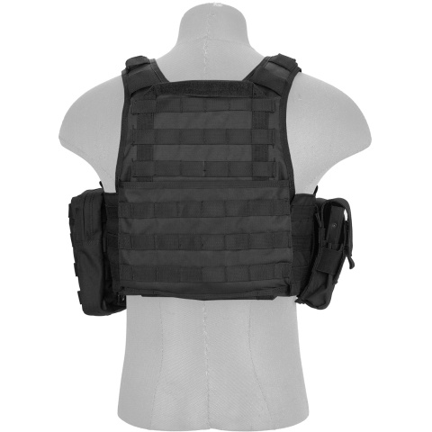 Lancer Tactical 600D Polyester Tactical Assault Vest - BLACK