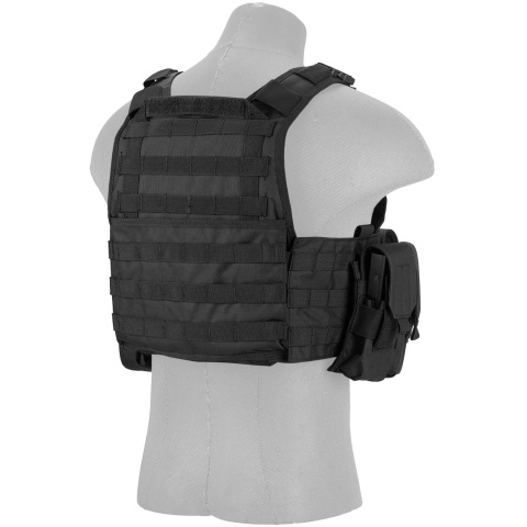 Lancer Tactical 600D Polyester Tactical Assault Vest - BLACK