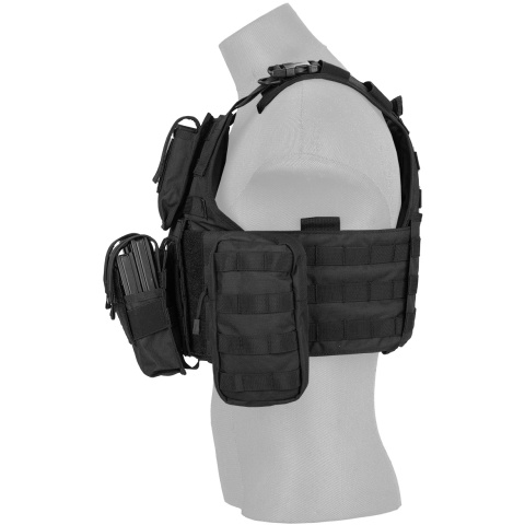Lancer Tactical 600D Polyester Tactical Assault Vest - BLACK