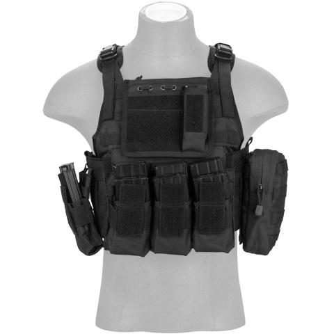 Lancer Tactical 600D Polyester Tactical Assault Vest - BLACK