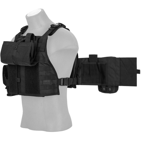 Lancer Tactical 600D Polyester Tactical Assault Vest - BLACK