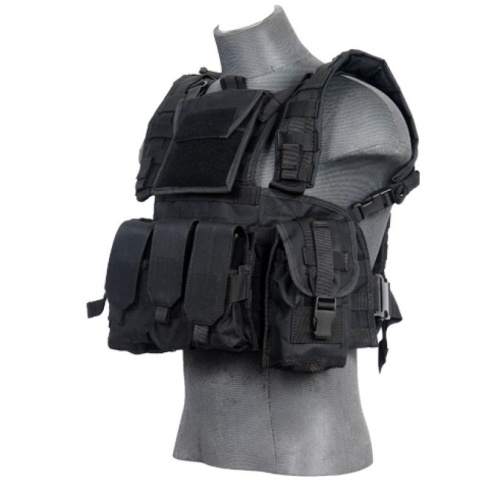 Lancer Tactical Airsoft M4 MOLLE Modular Chest Rig (Polyester) - BLACK