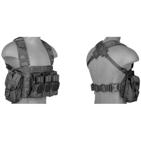 Lancer Tactical Airsoft M4 MOLLE Modular Chest Rig (Polyester) - BLACK