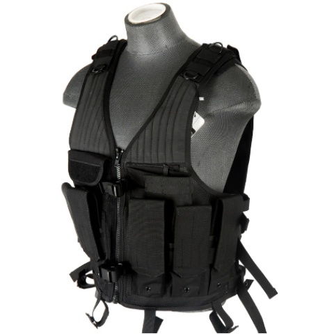 Lancer Tactical CA-314B Tactical Crossdraw Vest - BLACK