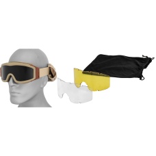 Lancer Tactical CA-203T Airsoft Goggles - OD TAN Frame w/ 3 - Lens Kit