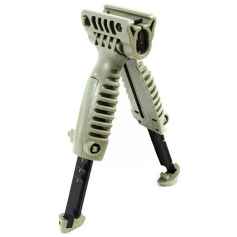 BattleAxe ACG Rapid Deploy Bipod Foregrip for Airsoft Rifles - OD