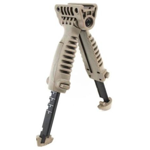 BattleAxe ACG Rapid Deploy Bipod Foregrip for Airsoft Rifles - TAN