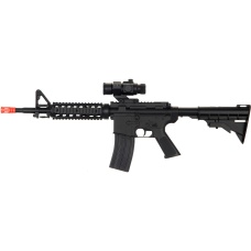 UK Arms Airsoft M4 AEG Adjustable LE Stock Quad RIS - BLACK