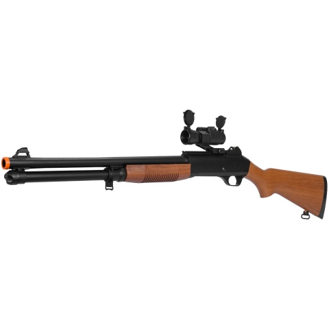 Airsoft Spring Powered Shotgun w/ Optics RIS Scope - WOOD