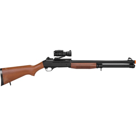 Airsoft Spring Powered Shotgun w/ Optics RIS Scope - WOOD