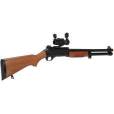 Airsoft Spring Powered Shotgun w/ Optics RIS Scope - WOOD