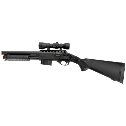 Double Eagle Airsoft Spring Tension Shotgun w/ Accessories - BLACK