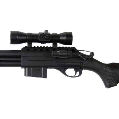 Double Eagle Airsoft Spring Tension Shotgun w/ Accessories - BLACK
