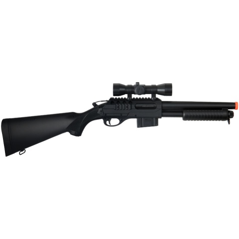 Double Eagle Airsoft Spring Tension Shotgun w/ Accessories - BLACK