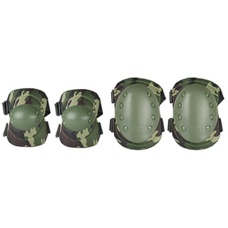 AMA Airsoft Knee and Elbow Protective Gear Set - WOODLAND CAMO